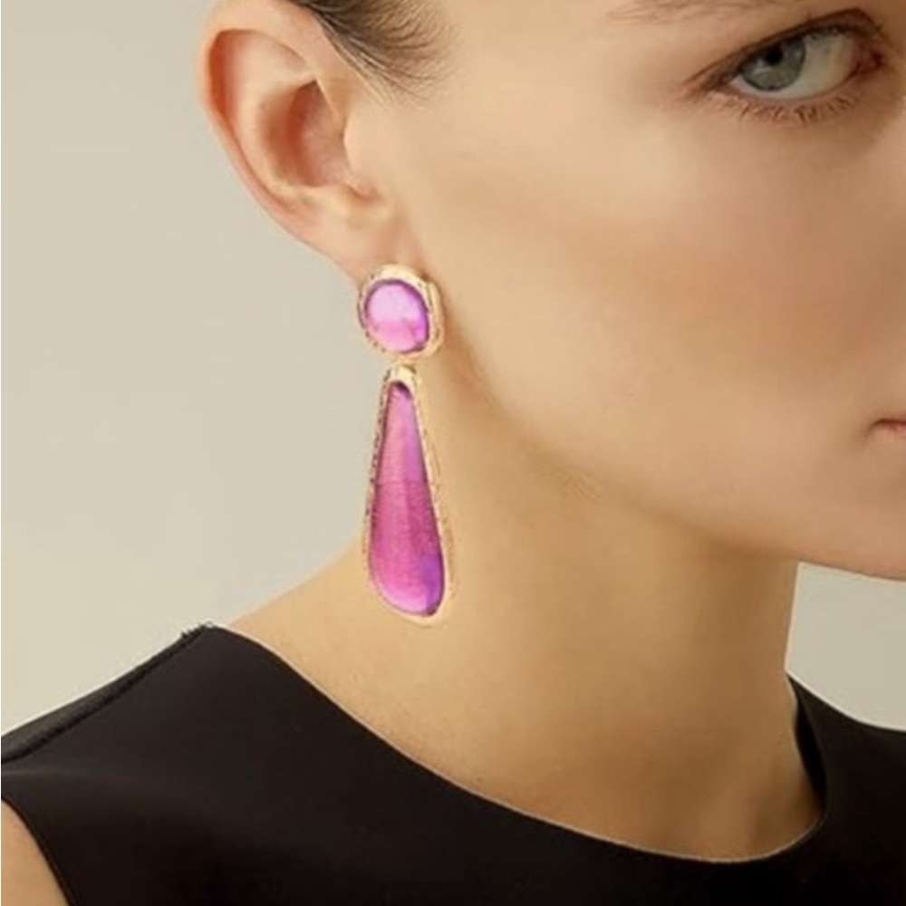 Elegant Pink and Gold Drop Earrings